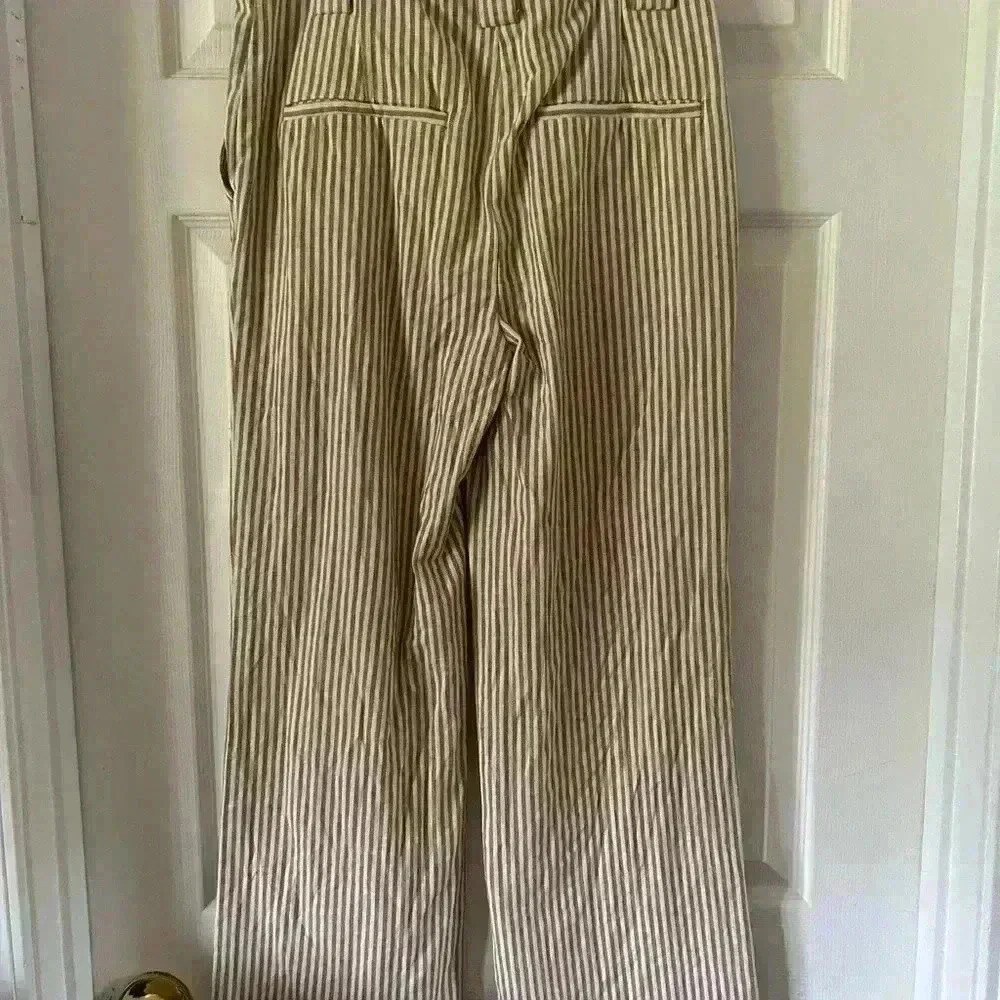 Spartina Cream & Tan Striped Pants. Size 4. Hemp, Organic Cotton.